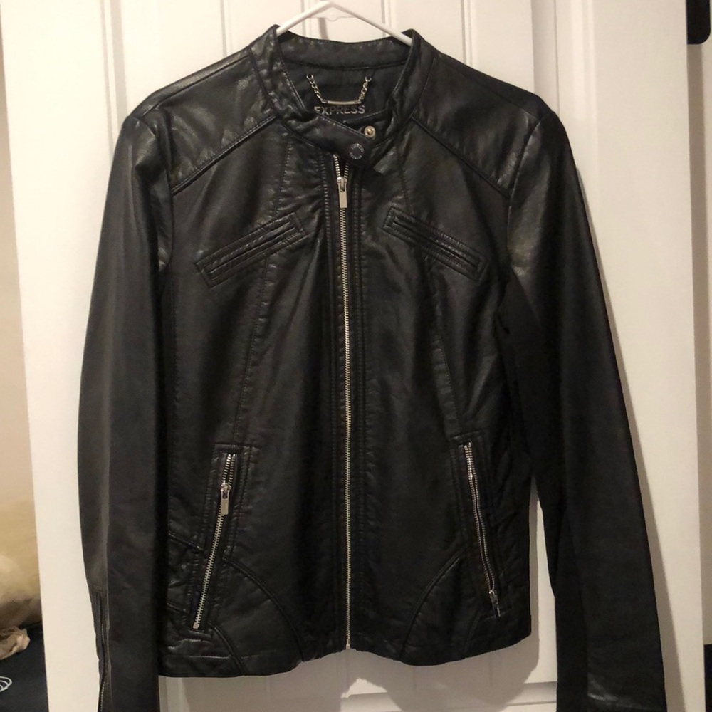 black leather express jacket
